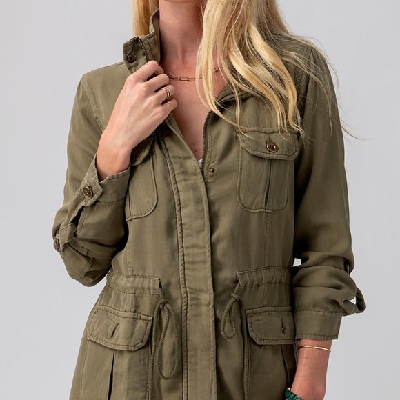 Olive Color Utility Jacket - Picture 6 of 11